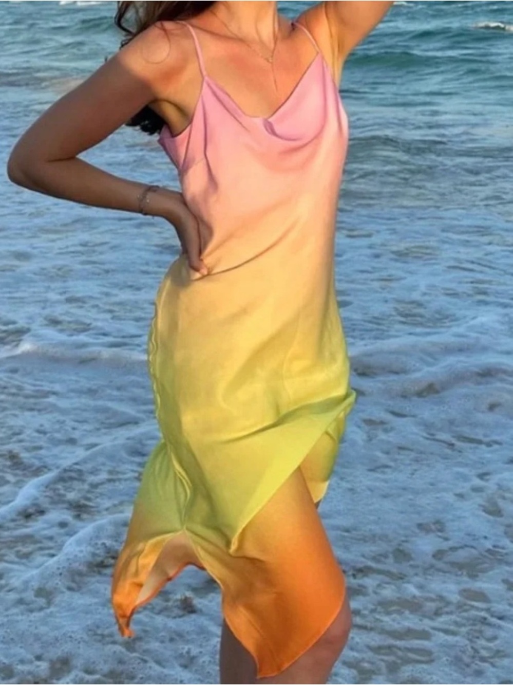 Express sunset inspired ombre midi dress